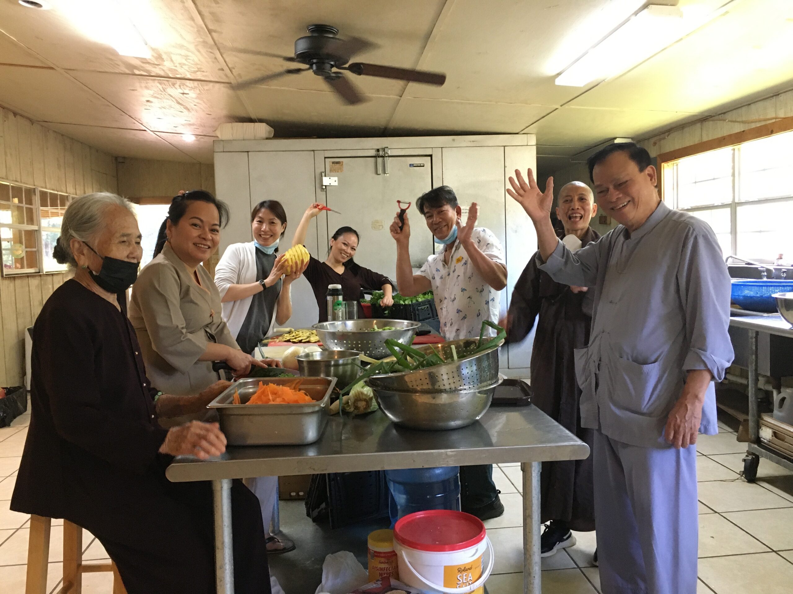 june 2022 old kitchen chopping veggies team